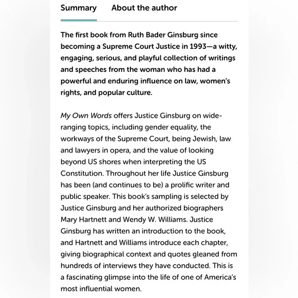 My Own Words by Ruth Bader Ginsburg Book on 9 CDs read by Linda Lavin - Picture 5 of 6